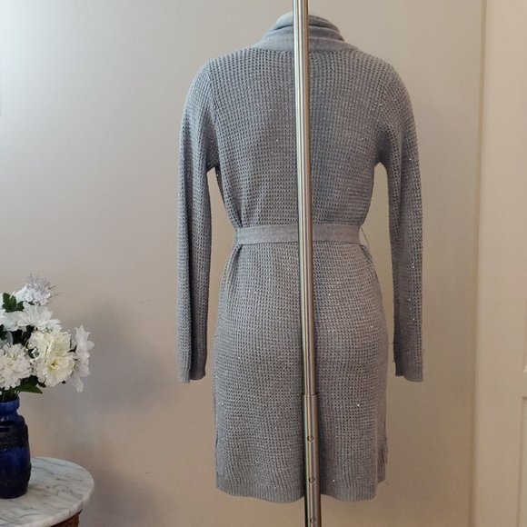 Victoria's Secret Grey Silver  Cardigan S-M sparkly sequin wrap cardigan sweater - Picture 8 of 11
